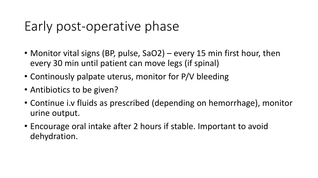 early post operative phase