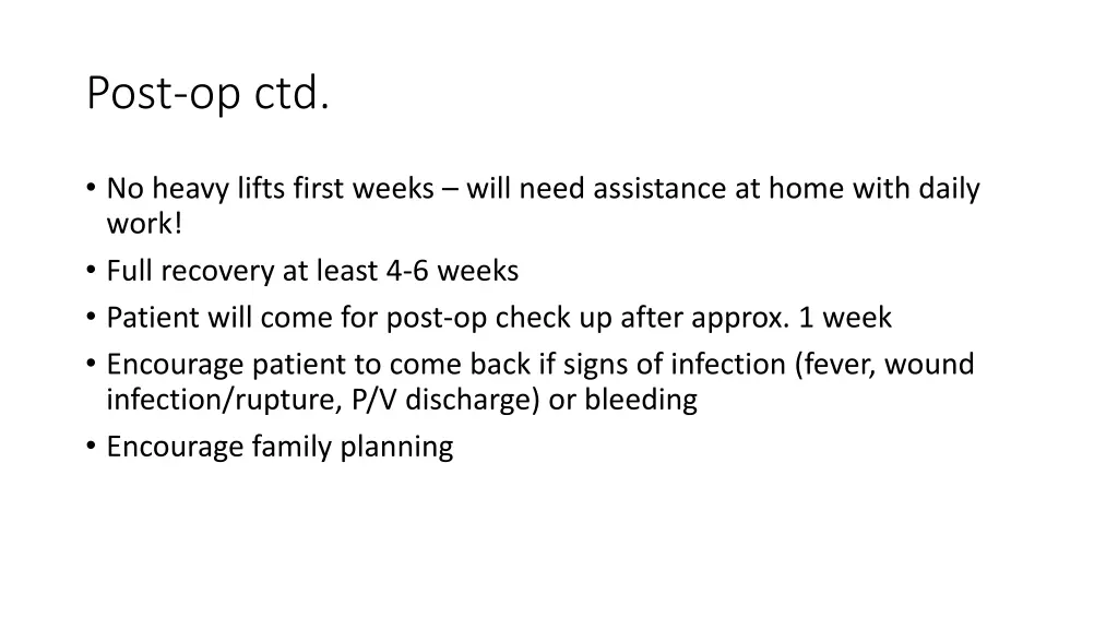 post op ctd