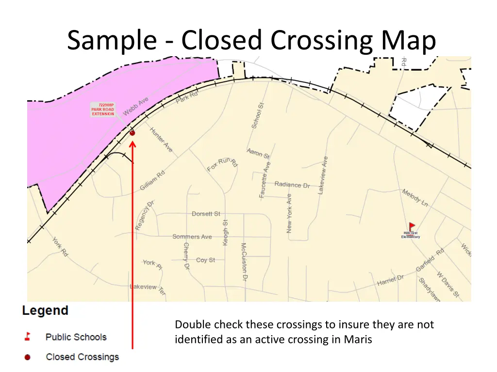 sample closed crossing map