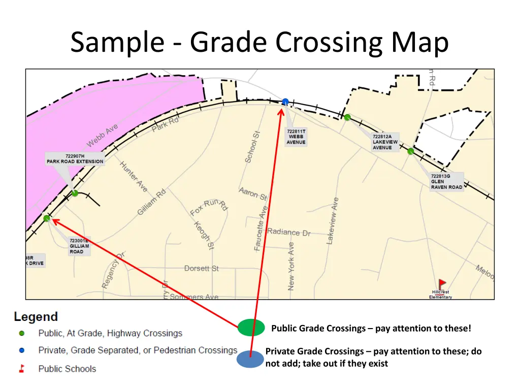 sample grade crossing map