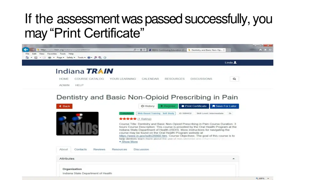 if the assessment was passed successfully