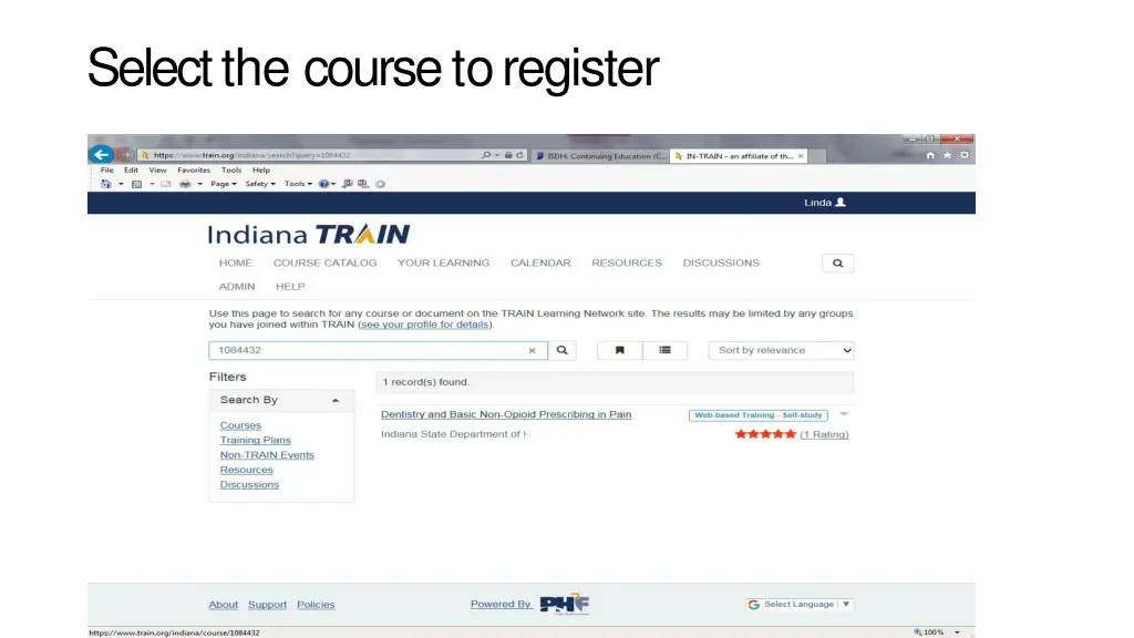 select the course toregister
