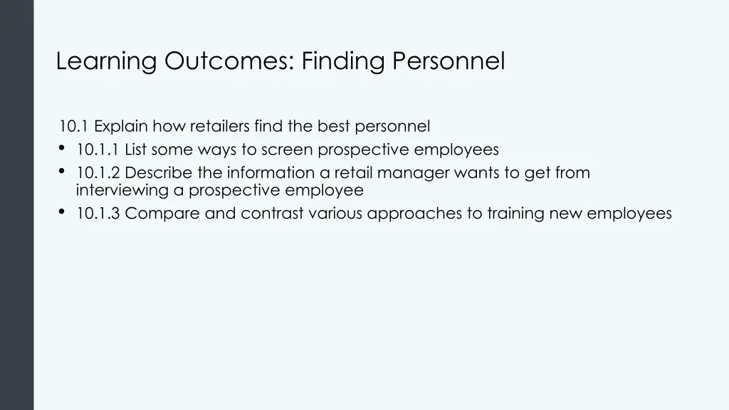 learning outcomes finding personnel