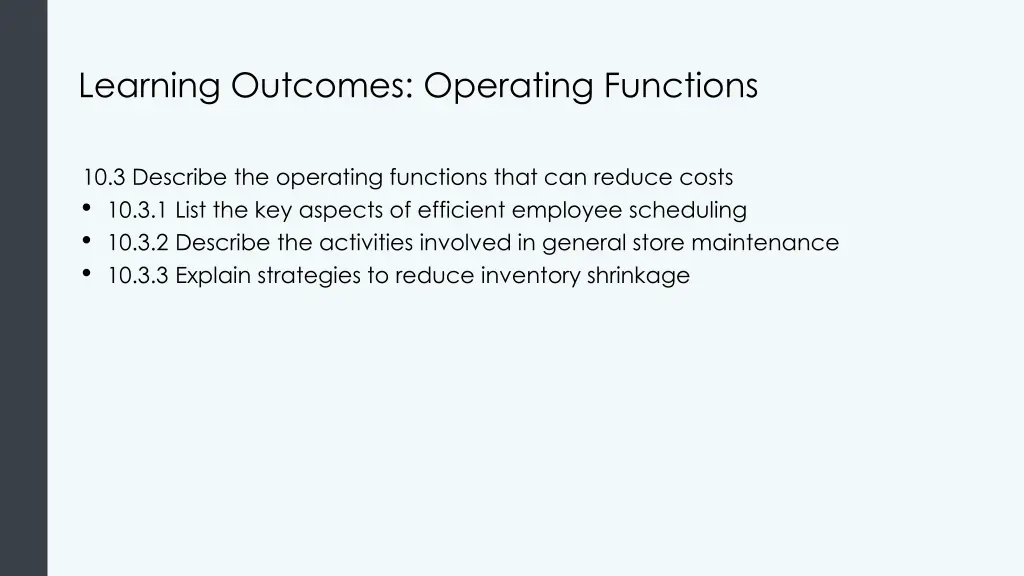 learning outcomes operating functions