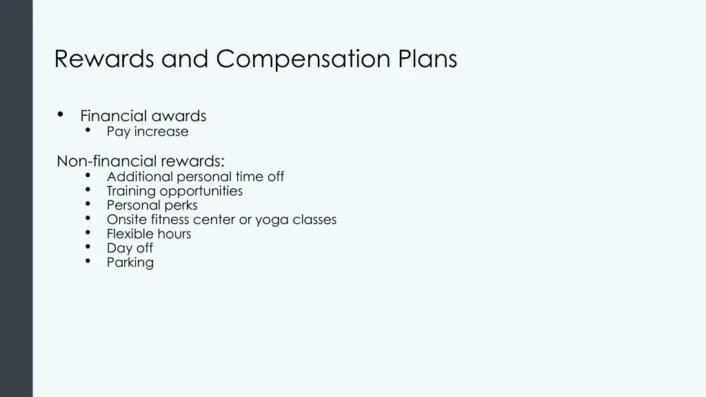 rewards and compensation plans