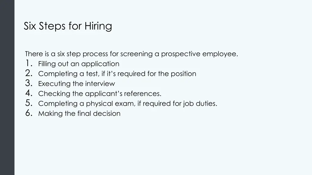 six steps for hiring