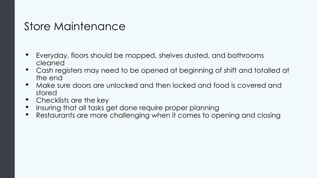 store maintenance