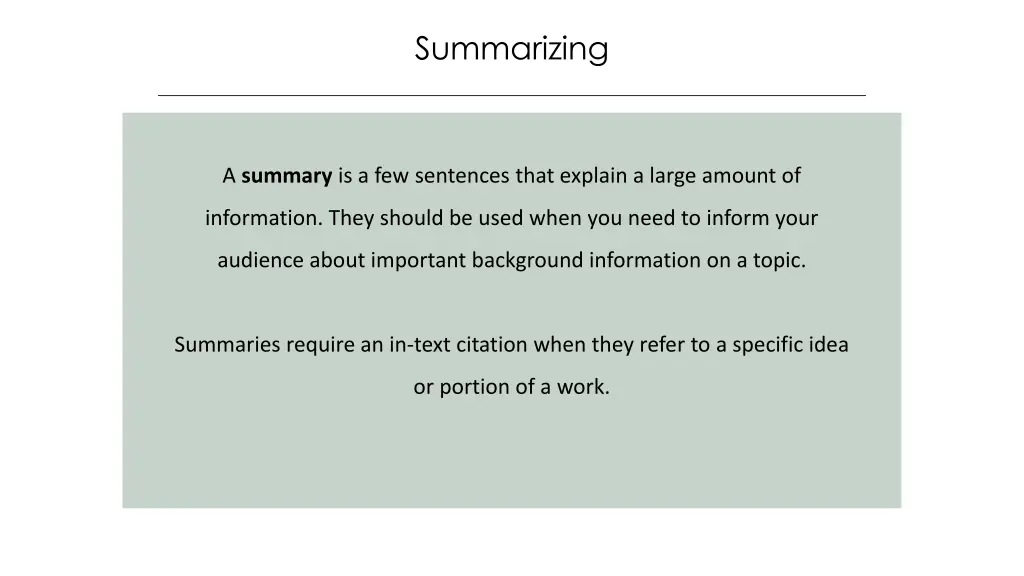 summarizing