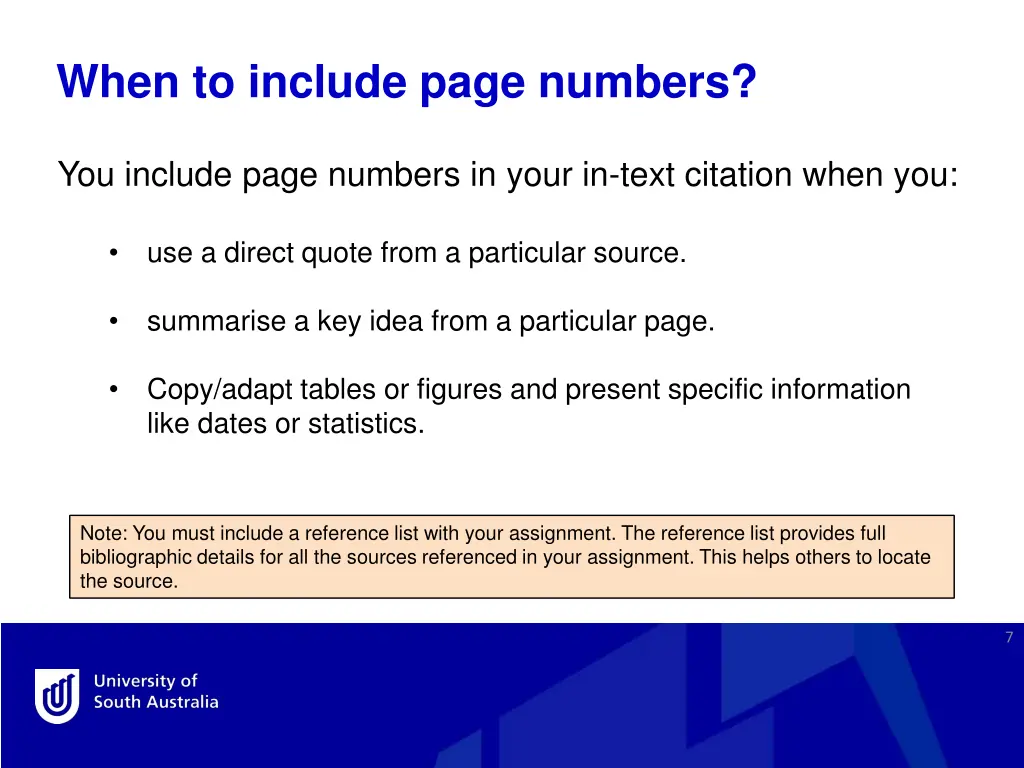 when to include page numbers