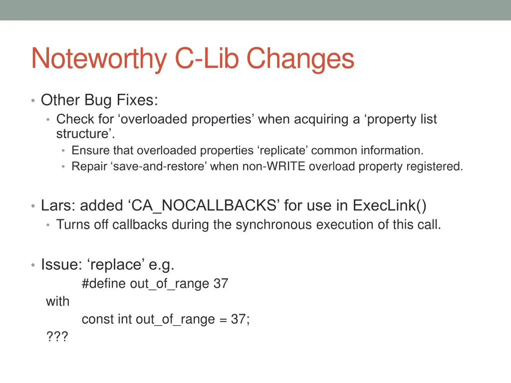noteworthy c lib changes 9