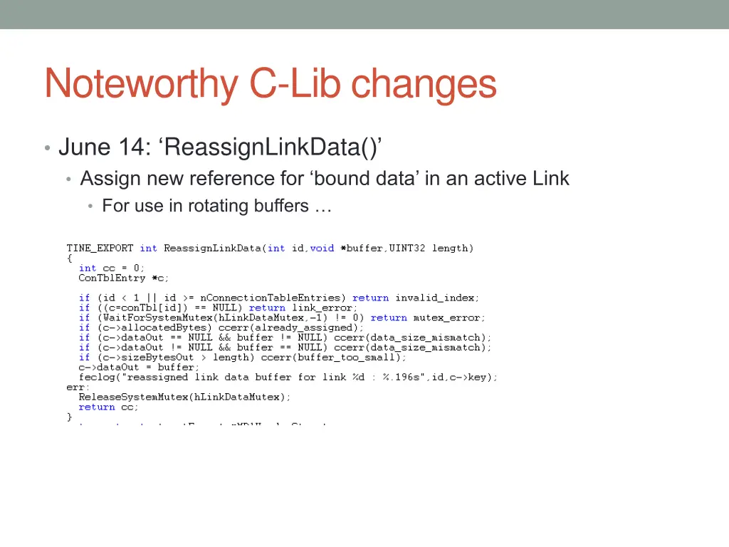 noteworthy c lib changes