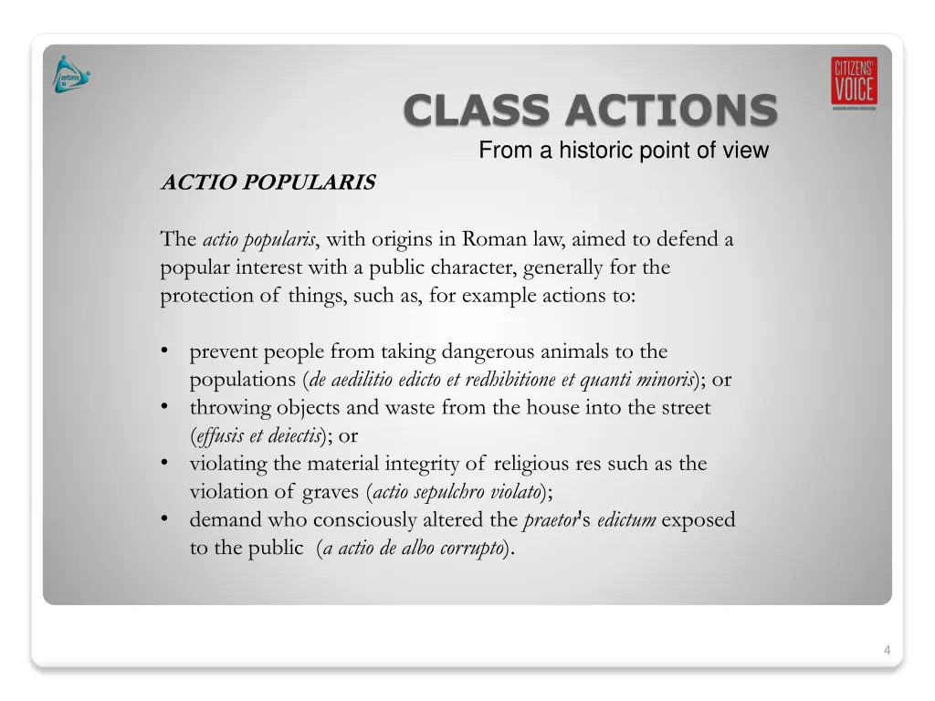 class actions from a historic point of view