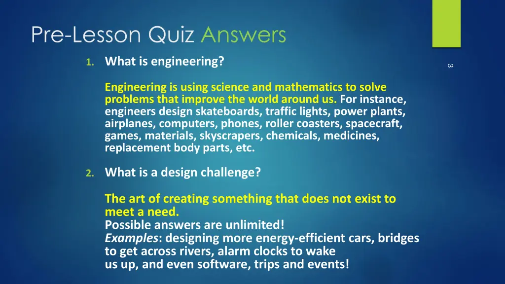 pre lesson quiz answers