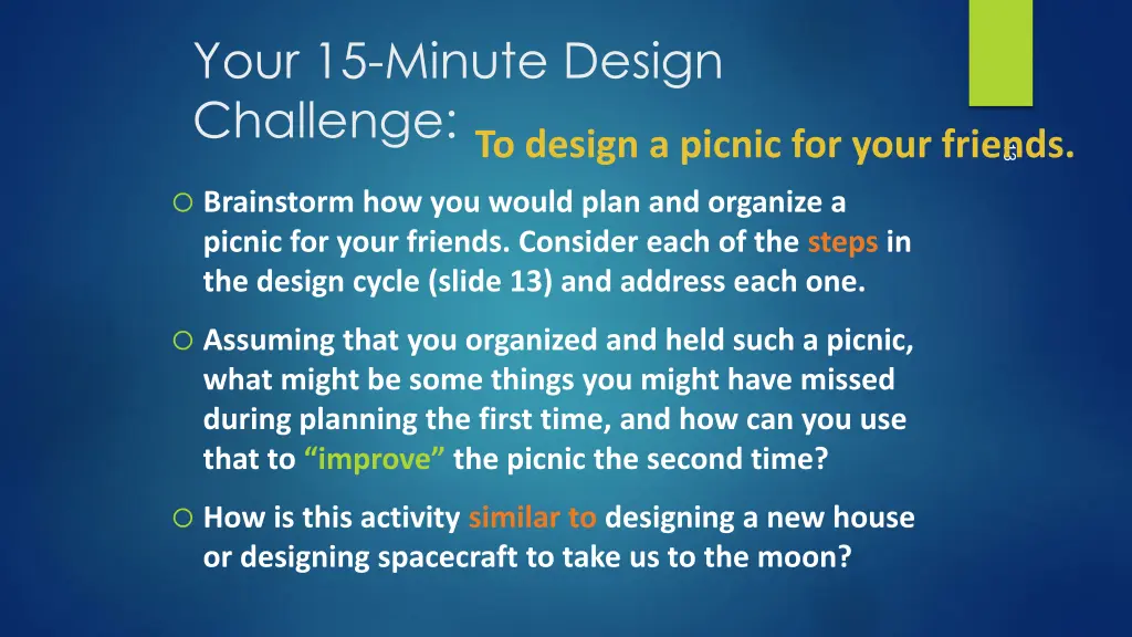 your 15 minute design challenge to design