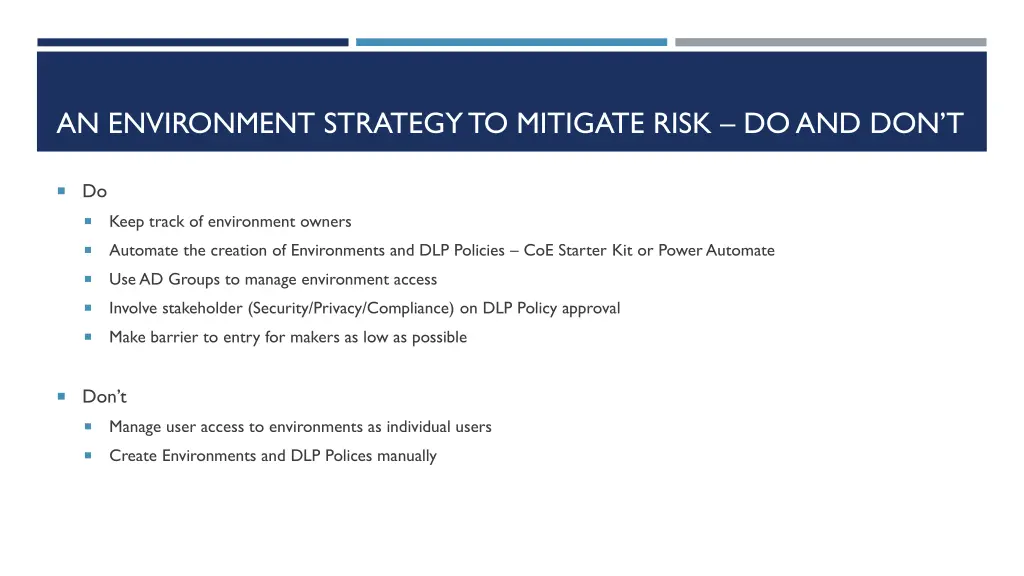 an environment strategy to mitigate risk 1