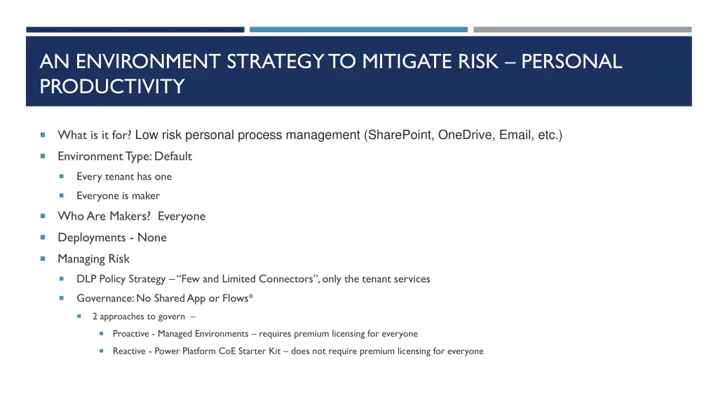 an environment strategy to mitigate risk personal