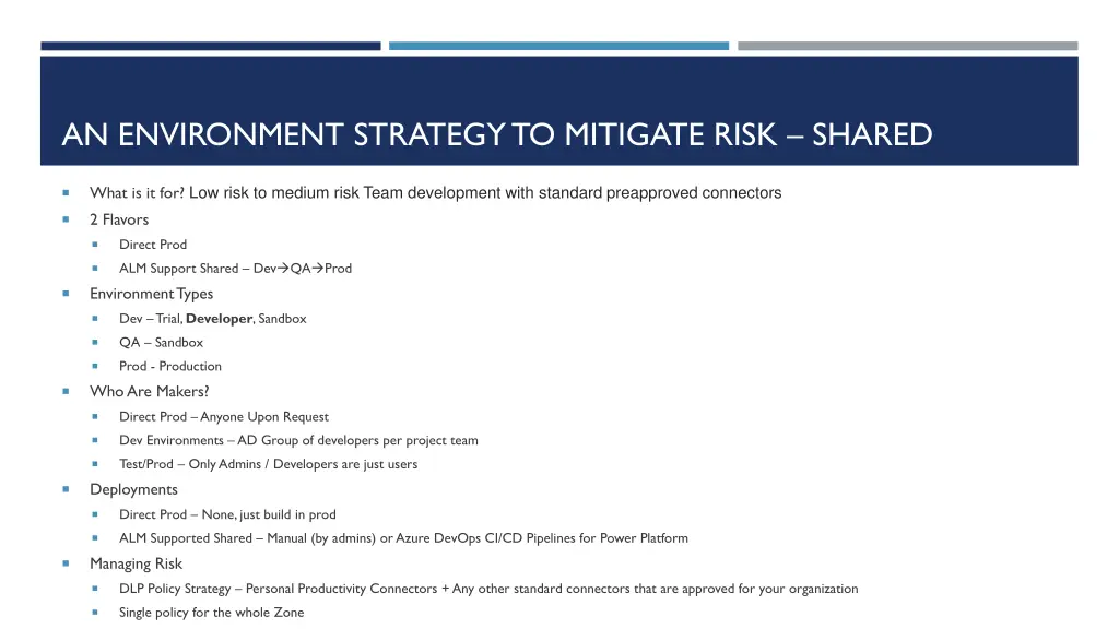 an environment strategy to mitigate risk shared