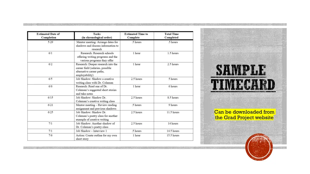 sample timecard