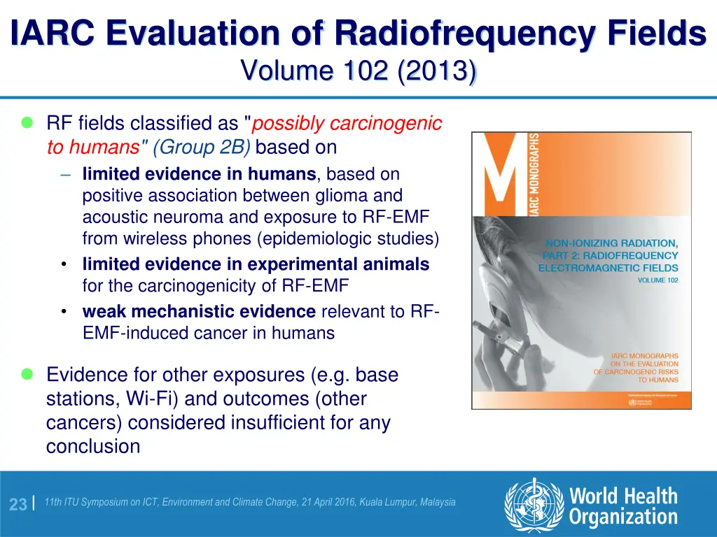 iarc evaluation of radiofrequency fields volume