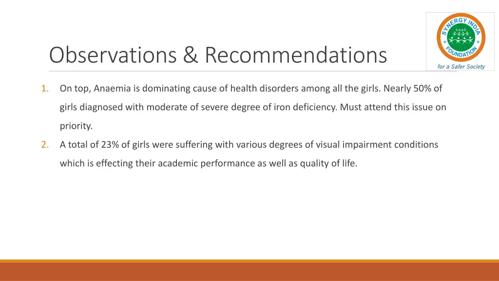 observations recommendations