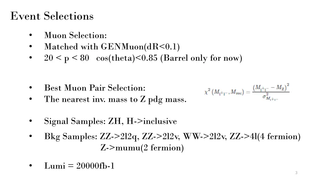 event selections