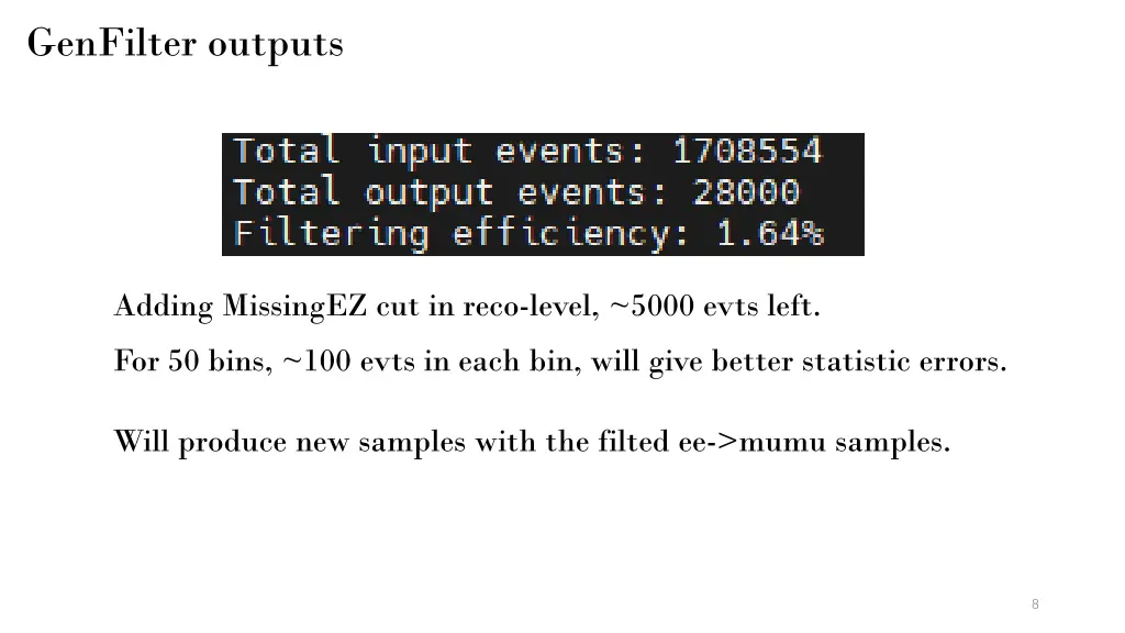 genfilter outputs