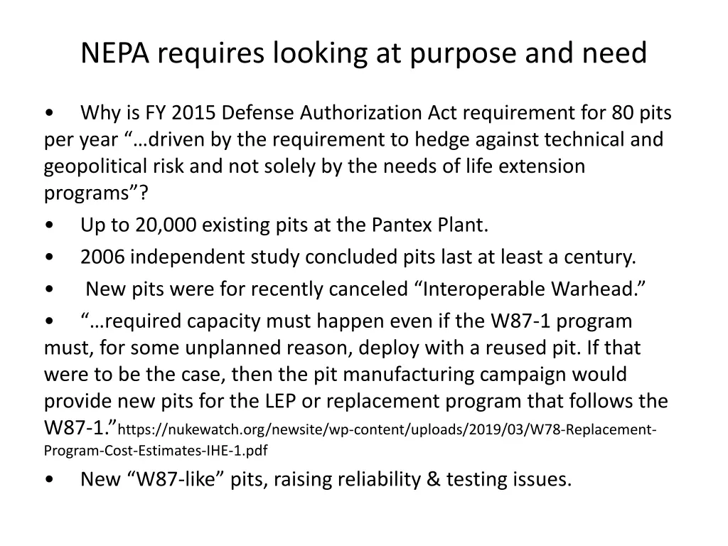 nepa requires looking at purpose and need