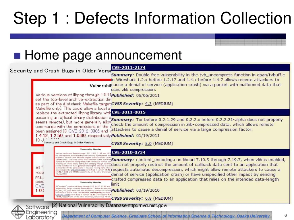 step 1 defects information collection