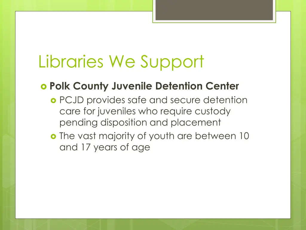 libraries we support 1