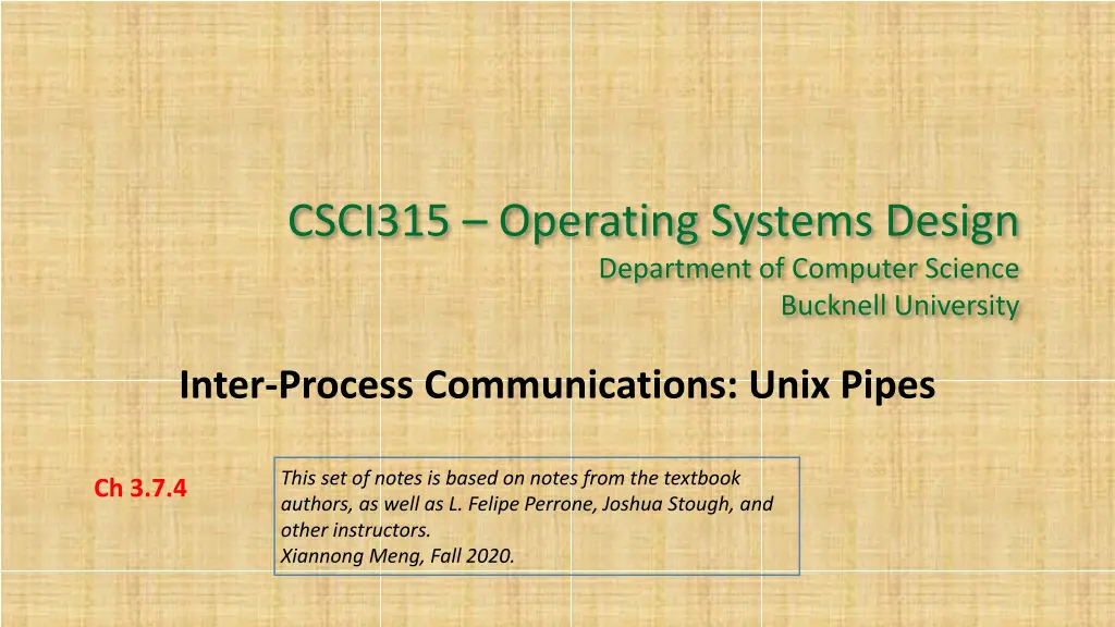 csci315 operating systems design department