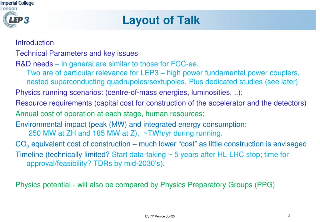 layout of talk