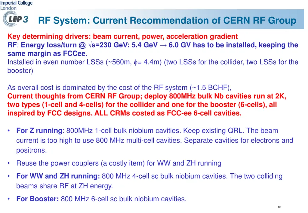 rf system current recommendation of cern rf group