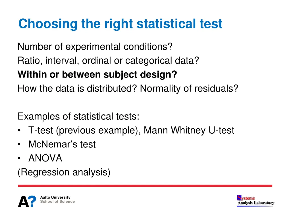 choosing the right statistical test
