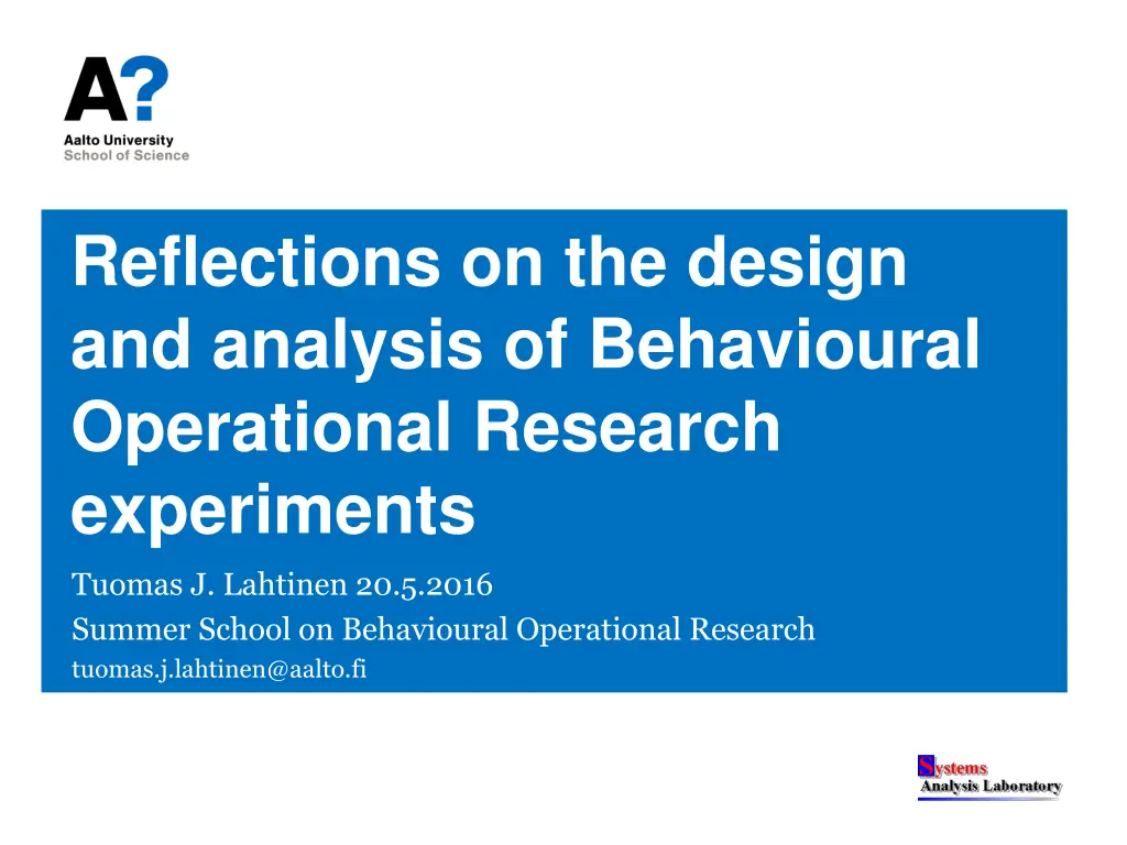 reflections on the design and analysis