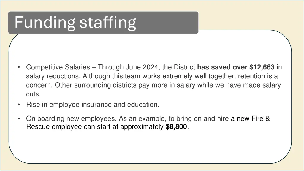 funding staffing