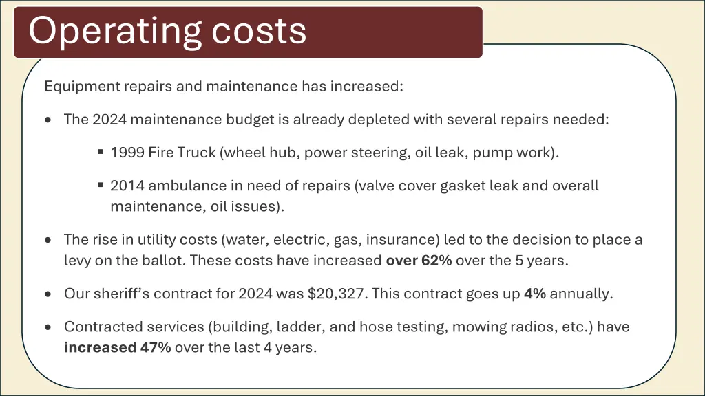 operating costs