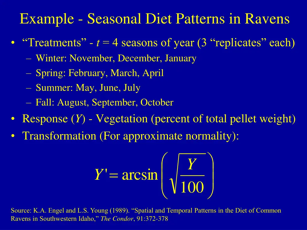 example seasonal diet patterns in ravens