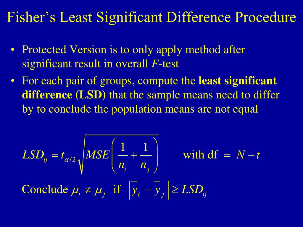 fisher s least significant difference procedure