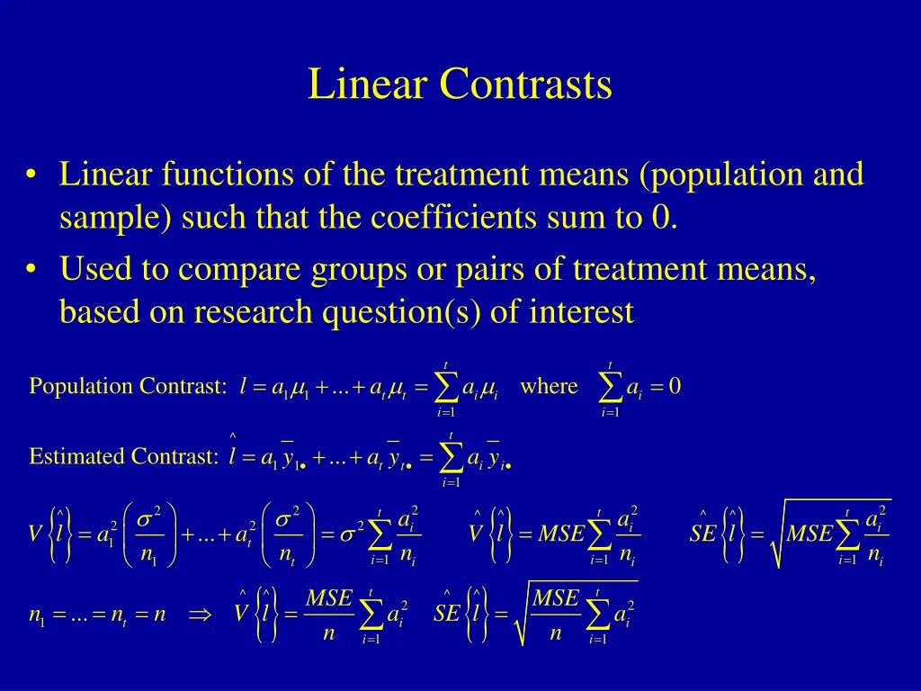 linear contrasts