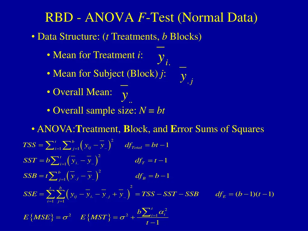 rbd anova f test normal data