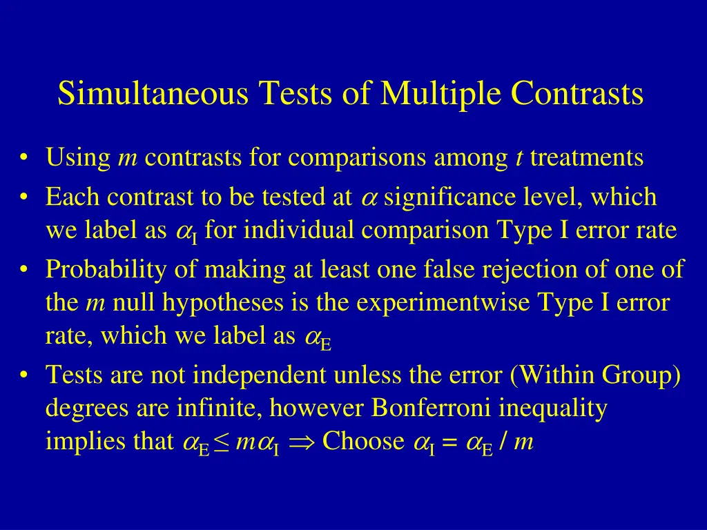 simultaneous tests of multiple contrasts