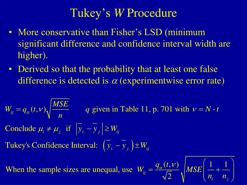 tukey s w procedure