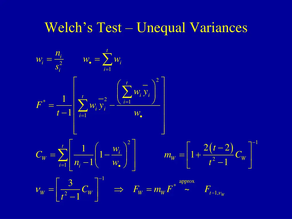 welch s test unequal variances