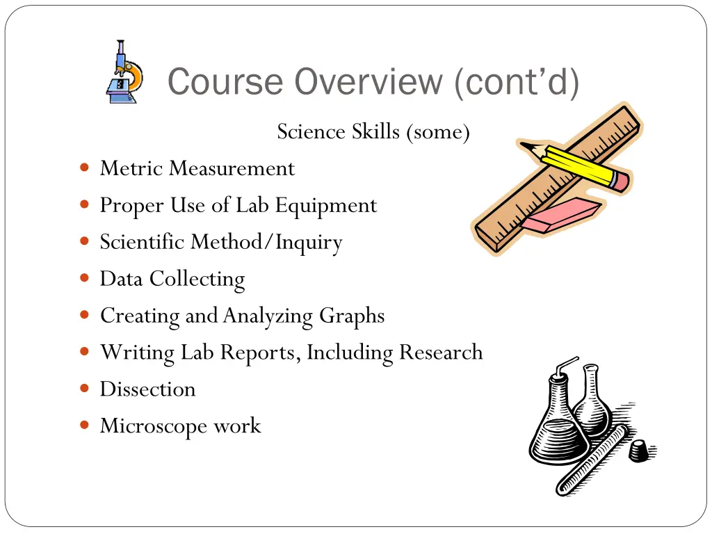 course overview cont d