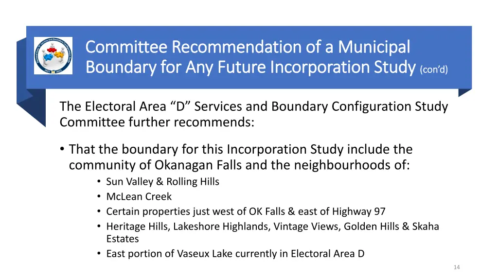 committee recommendation of a municipal committee 1
