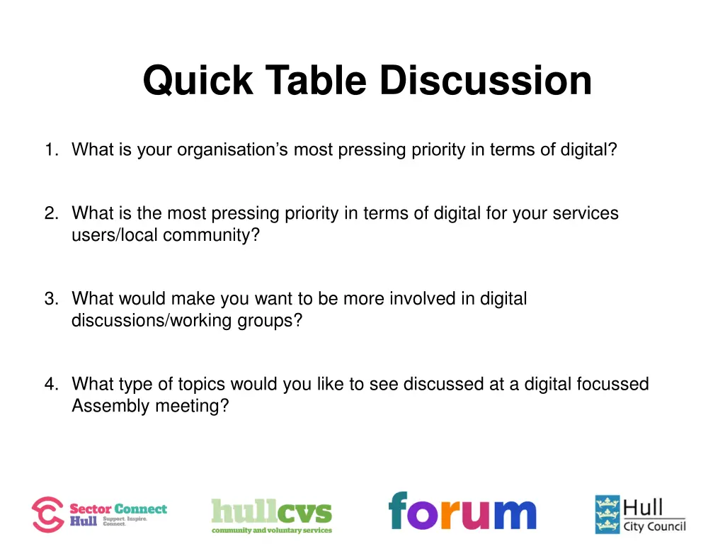 quick table discussion