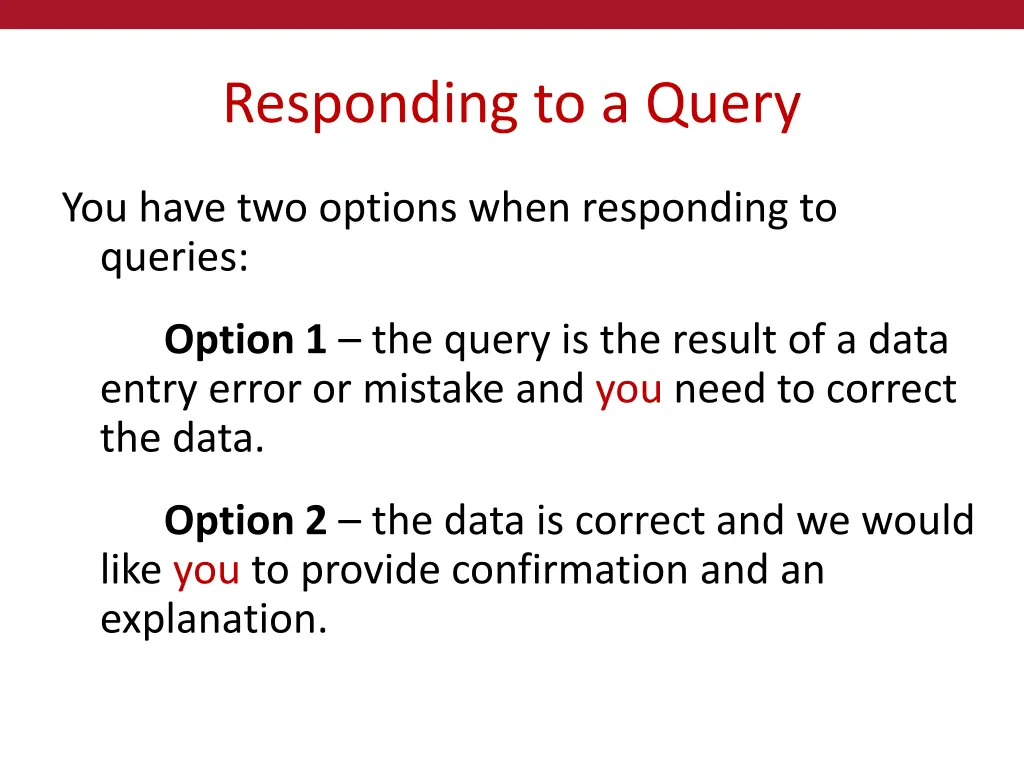 responding to a query