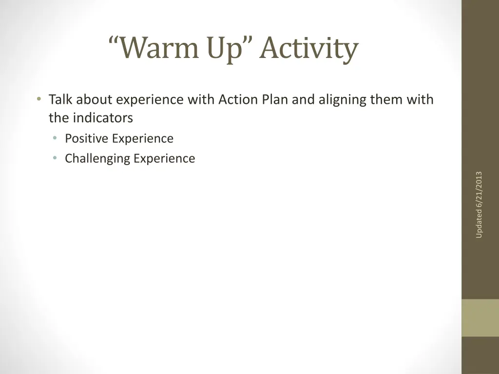 warm up activity