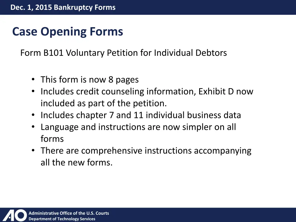 dec 1 2015 bankruptcy forms case opening