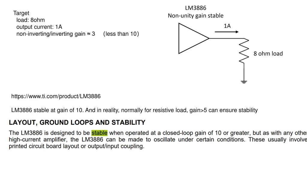target load 8ohm output current 1a non inverting